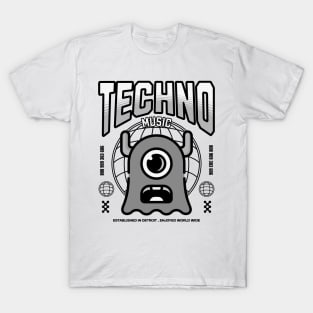 TECHNO  - One Eyed Alien (Black) T-Shirt